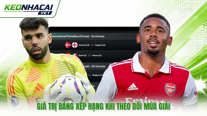 Giá trị bảng xếp hạng khi theo dõi mùa giải